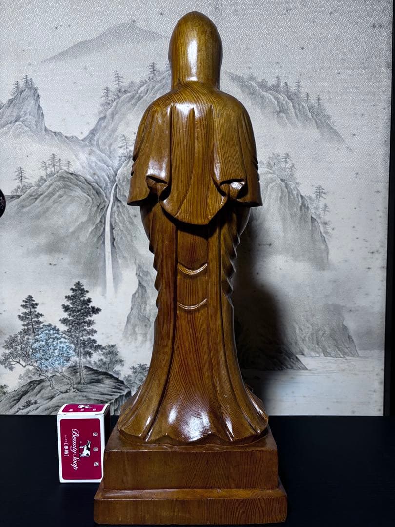 大型 観音菩薩 木彫　仏像 彫刻　開運　風水　置物　縁起物　インテリア