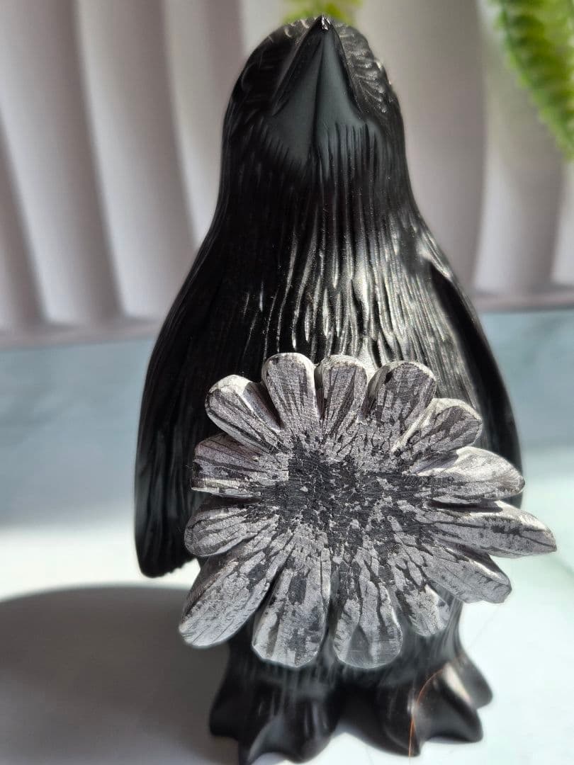 菊花石ペンギン置物