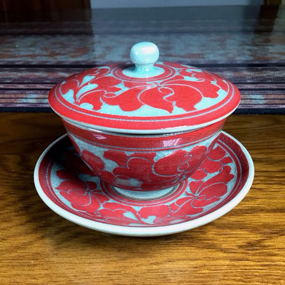 韓国 寿安窯 四代目 張英安 茶器揃 お茶茶碗 茶托 5組 急須 湯冷し