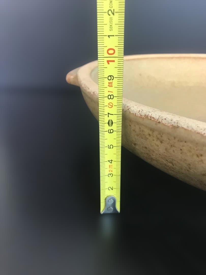 陶器製丸型陶板 直火OK 直径約40cm 持ち手付き 新品未使用