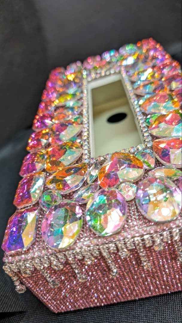 ティッシュケース　デコケース　ハンドメイド　キラキラ　ピンク