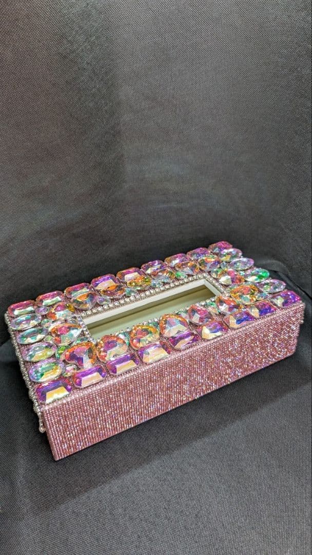 ティッシュケース　デコケース　ハンドメイド　キラキラ　ピンク