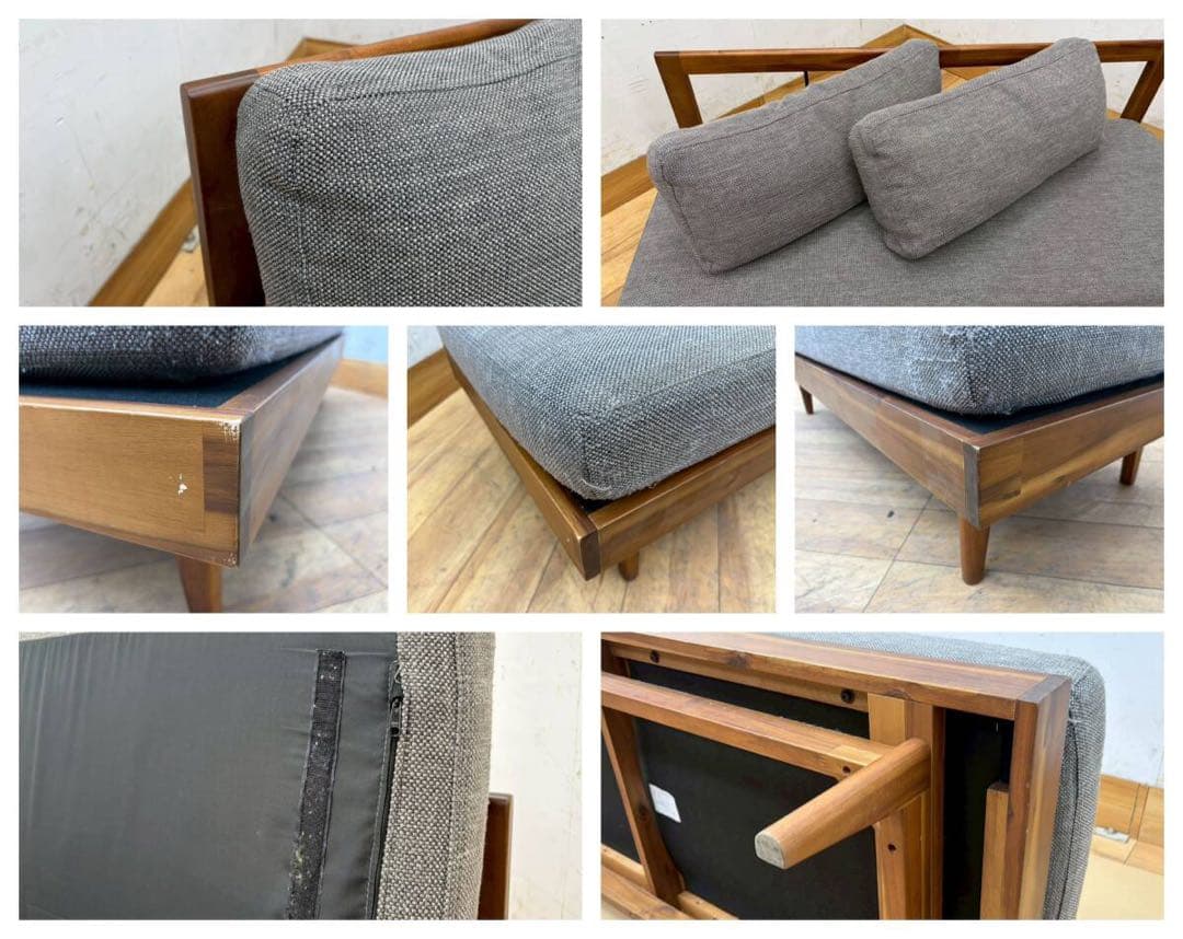 unico ウニコ SWELLA スウェラ ベンチアームレスソファ　グレー