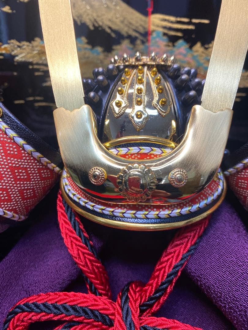 五月人形　兜飾り　会津塗り収納セット　正絹糸　平安義兼