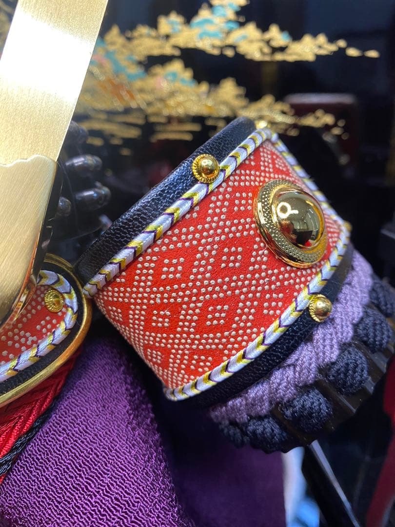 五月人形　兜飾り　会津塗り収納セット　正絹糸　平安義兼