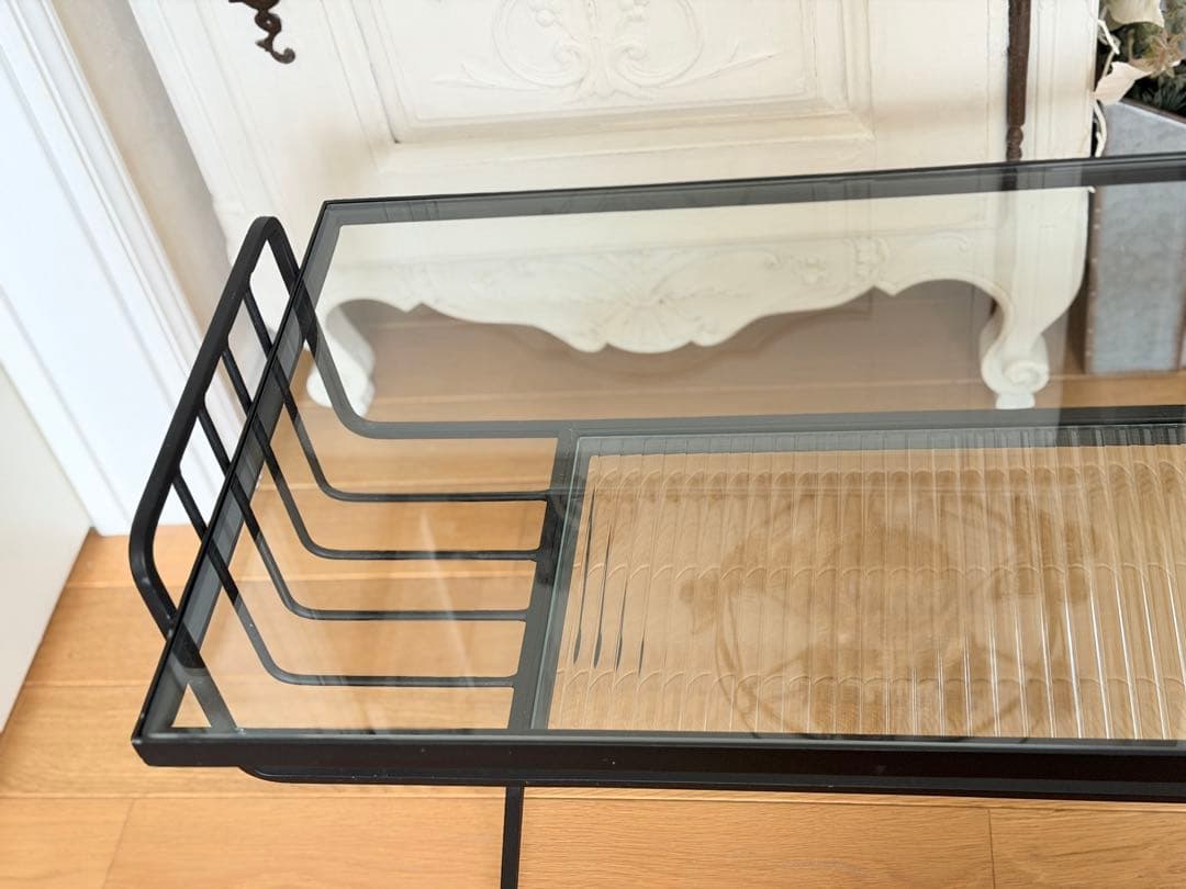 【unico】 アイアン×ガラスのローテーブル、テレビボード