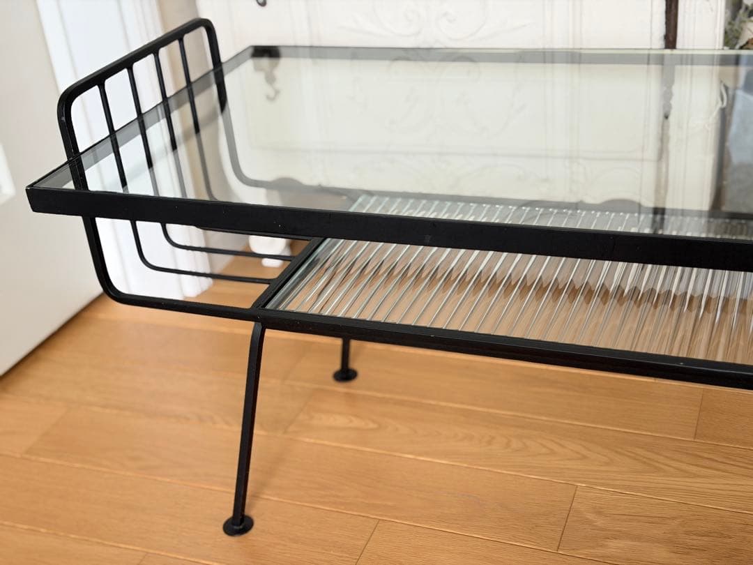 【unico】 アイアン×ガラスのローテーブル、テレビボード