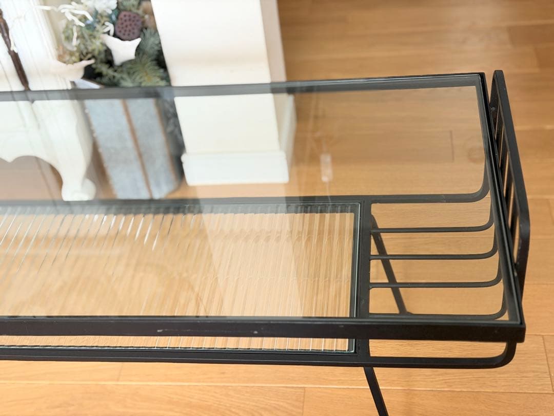 【unico】 アイアン×ガラスのローテーブル、テレビボード