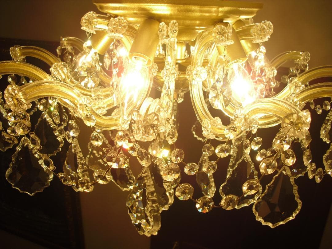 イタリア製 シーリングシャンデリア☆美しいカットと透明感のクリスタルガラス