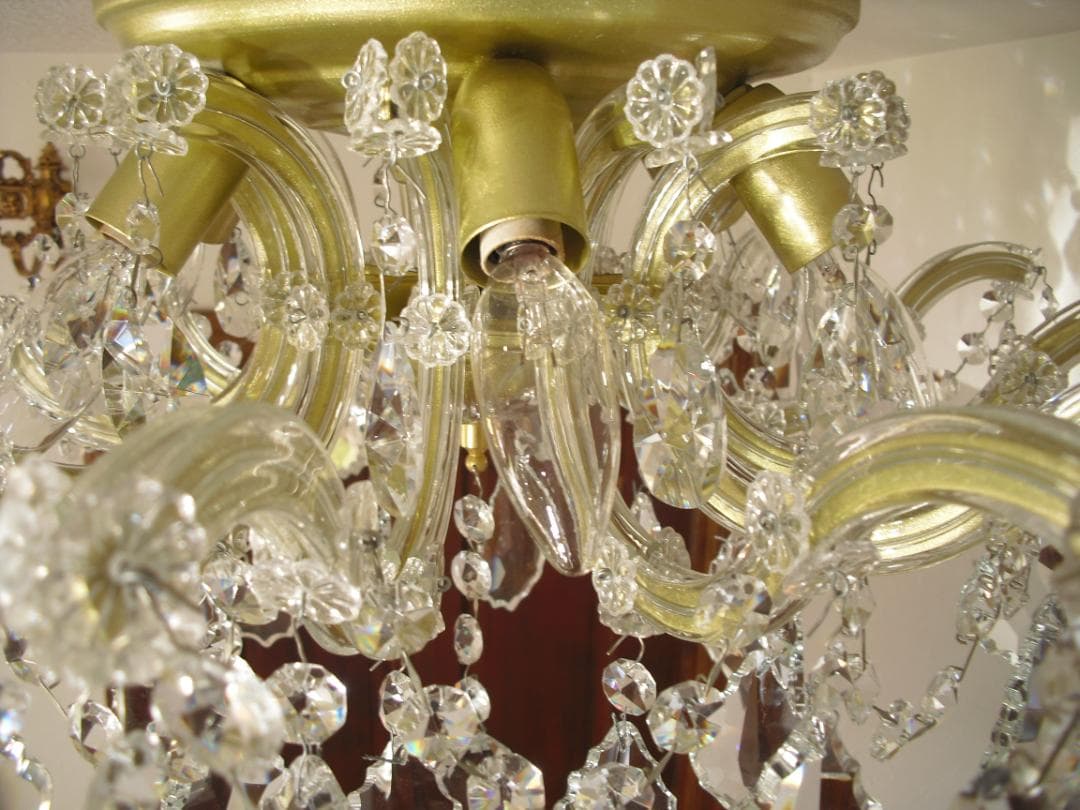 イタリア製 シーリングシャンデリア☆美しいカットと透明感のクリスタルガラス