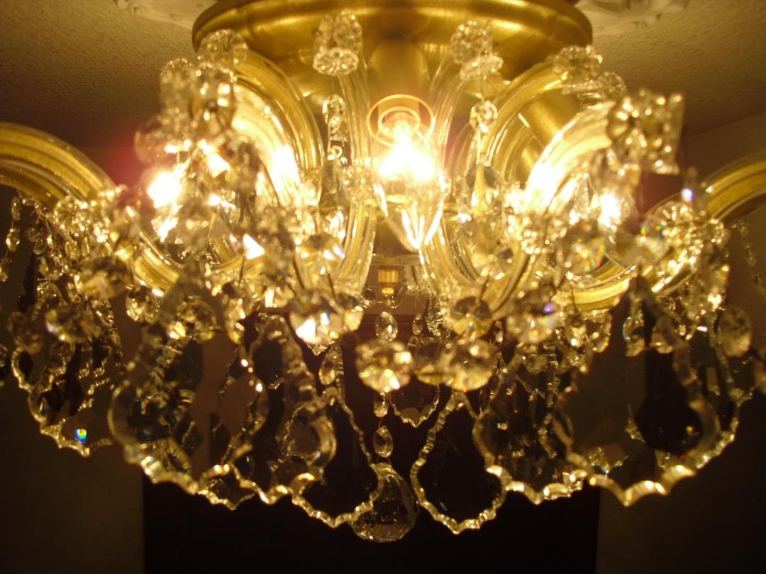 イタリア製 シーリングシャンデリア☆美しいカットと透明感のクリスタルガラス