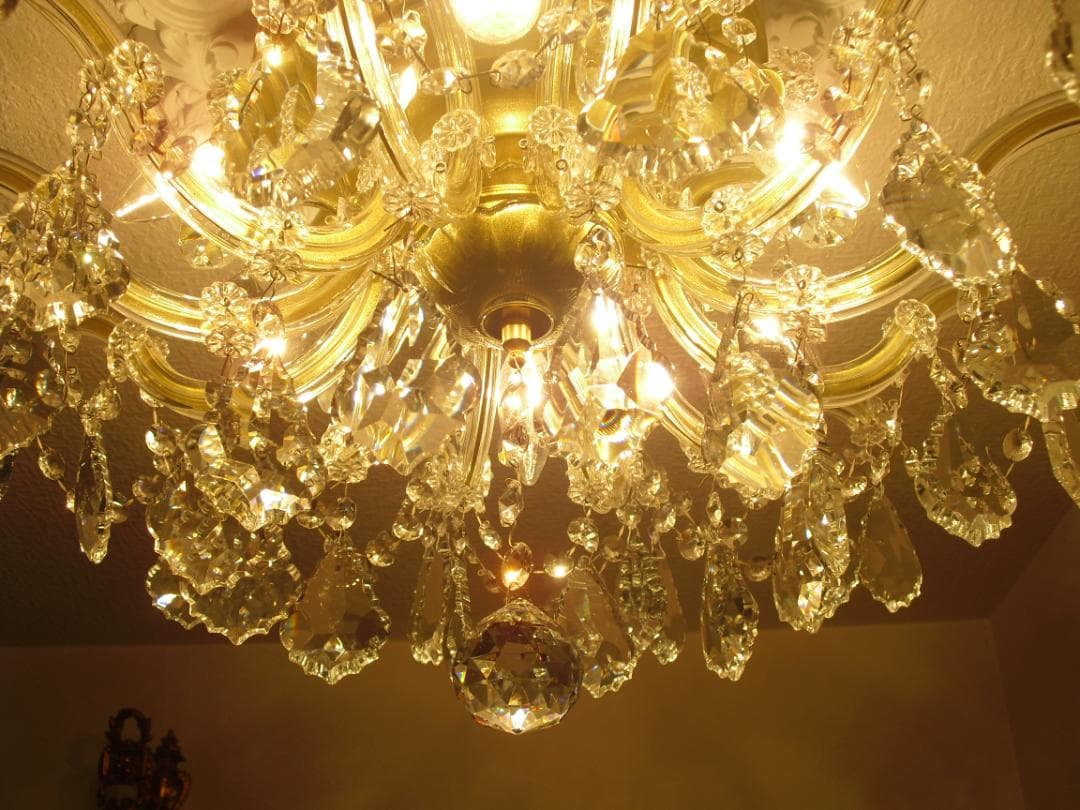 イタリア製 シーリングシャンデリア☆美しいカットと透明感のクリスタルガラス