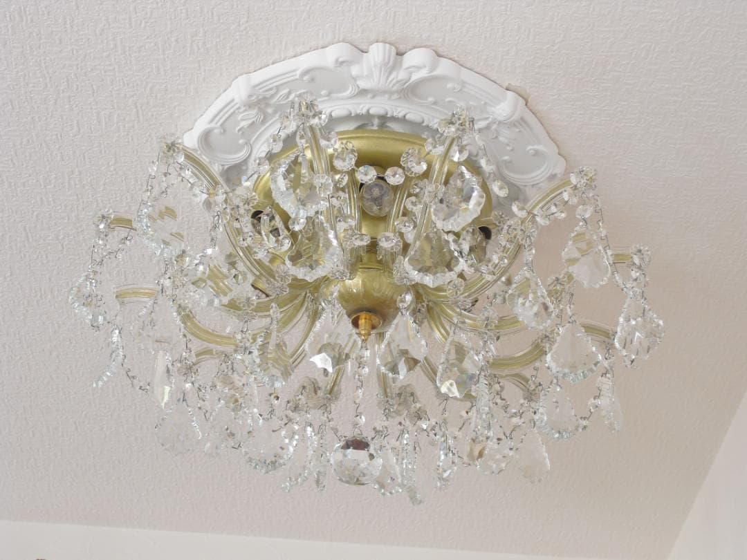 イタリア製 シーリングシャンデリア☆美しいカットと透明感のクリスタルガラス