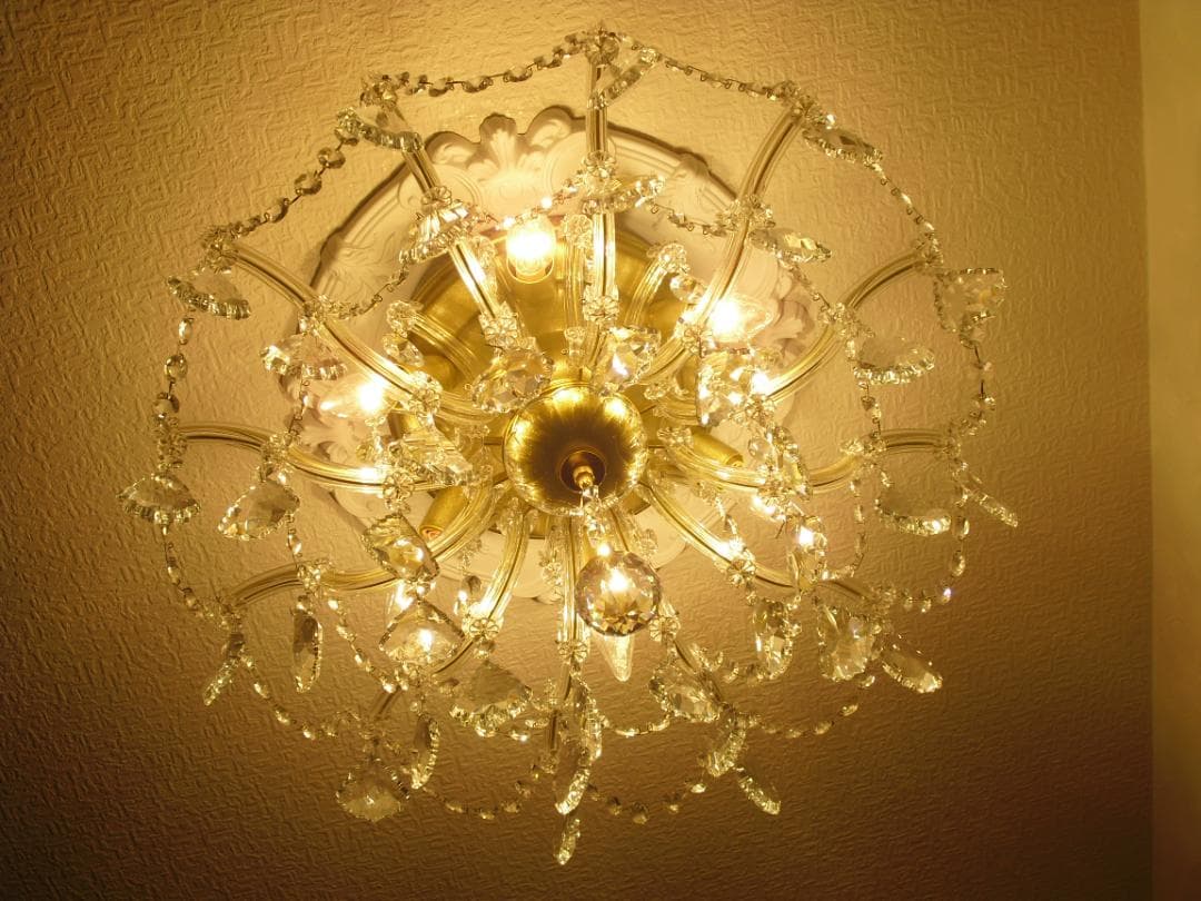 イタリア製 シーリングシャンデリア☆美しいカットと透明感のクリスタルガラス