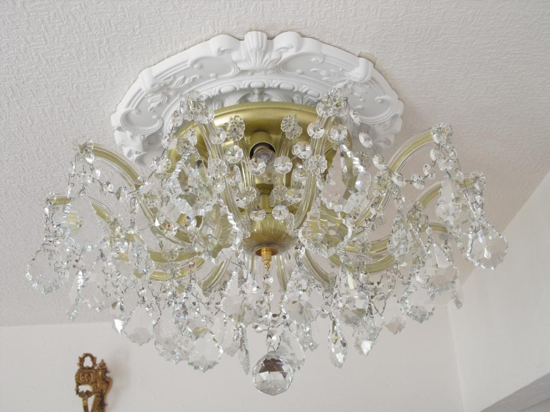 イタリア製 シーリングシャンデリア☆美しいカットと透明感のクリスタルガラス