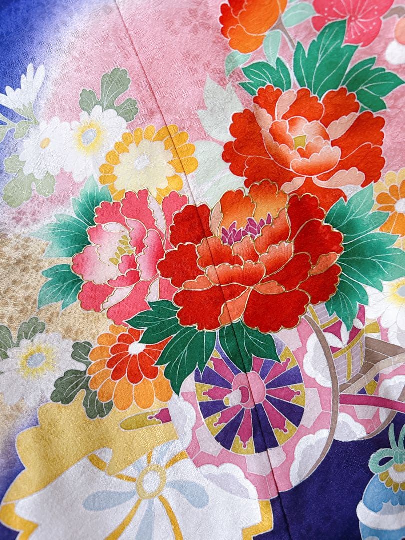 豪華逸品友禅染♡七五三　7歳　女の子　フルセット　一式　紫系　パール付帯締め