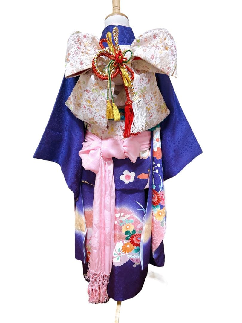 豪華逸品友禅染♡七五三　7歳　女の子　フルセット　一式　紫系　パール付帯締め