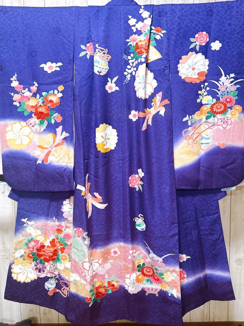 豪華逸品友禅染♡七五三　7歳　女の子　フルセット　一式　紫系　パール付帯締め