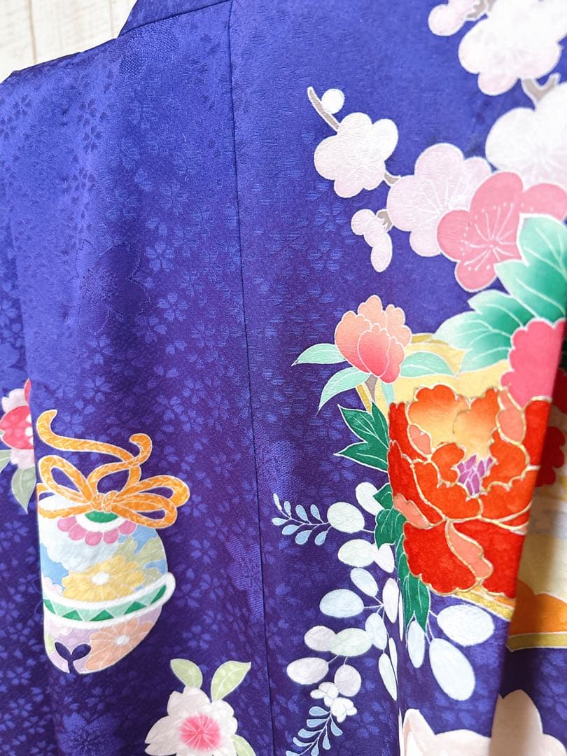 豪華逸品友禅染♡七五三　7歳　女の子　フルセット　一式　紫系　パール付帯締め