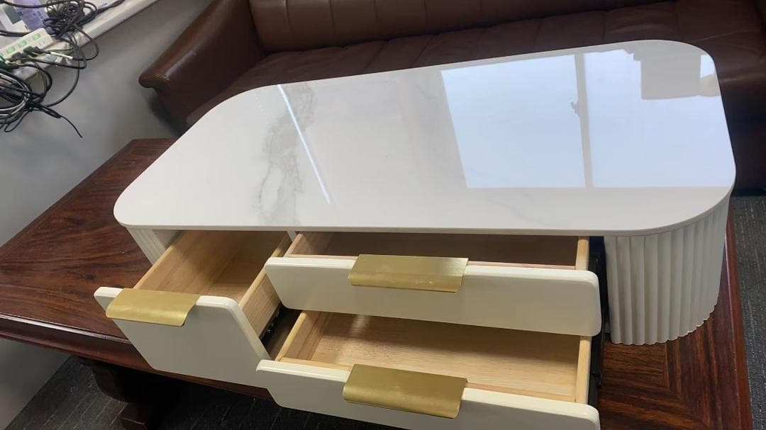 美品】大理石天板三色変化LEDミラードレッサー訳あり品212-80-01