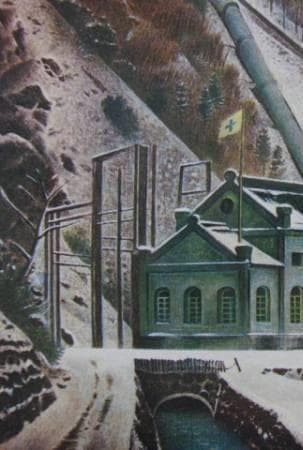 岡鹿之助、【山麓】、希少な大判額装用画集より、美品、日本人画家