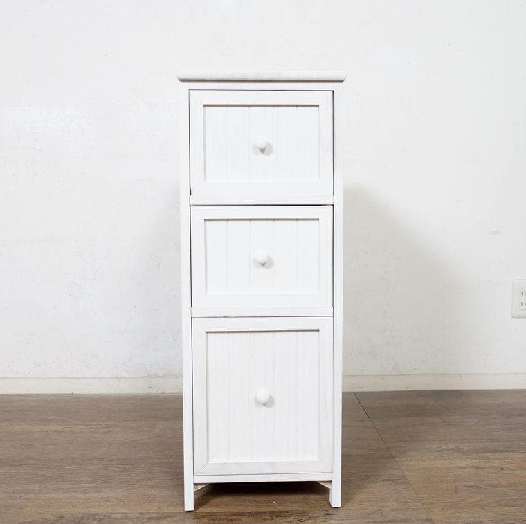 【完成品】桐製 スリムチェスト 幅30cm ホワイト 隙間収納 キャビネット