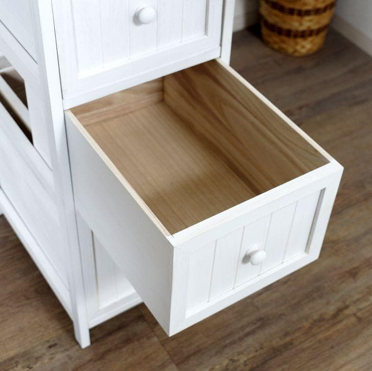 【完成品】桐製 スリムチェスト 幅30cm ホワイト 隙間収納 キャビネット