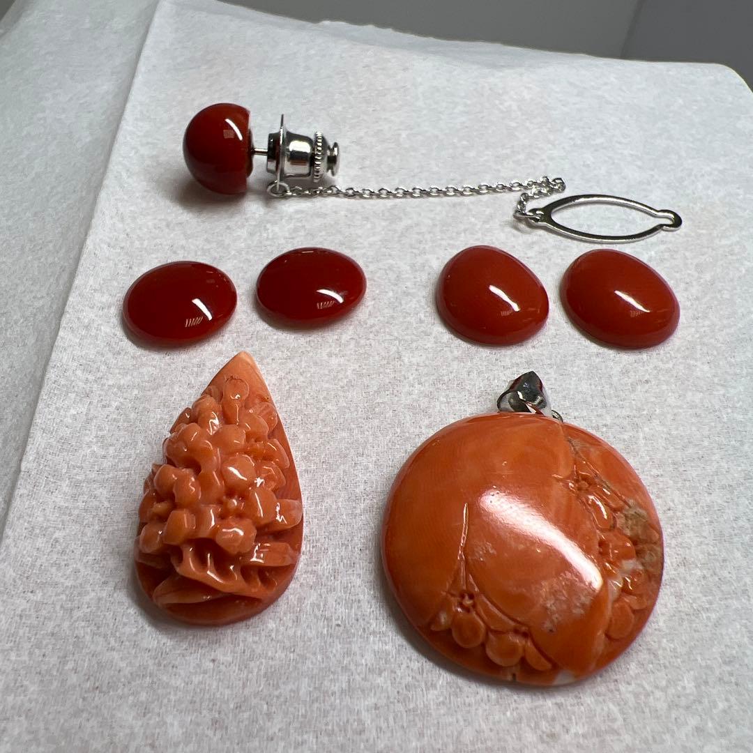 本血赤珊瑚　アクセサリー　色々 19g 東K7-1209☆2F