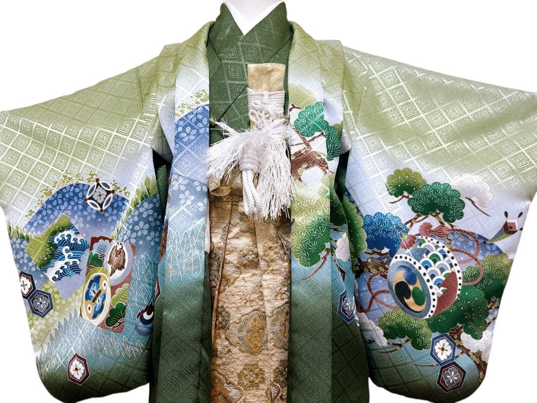 上品なカッコ良さ♡七五三　5歳　男の子　セット　一式　緑　抹茶色　鷹