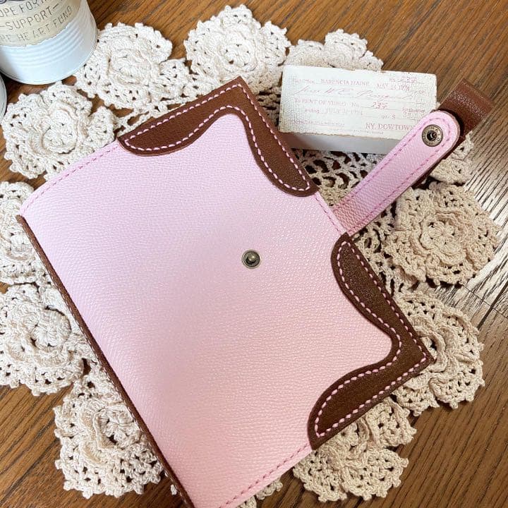 ご確認用　バイブル システム手帳 B6 牛革　ベビーピンク　チョコ　ブラウン