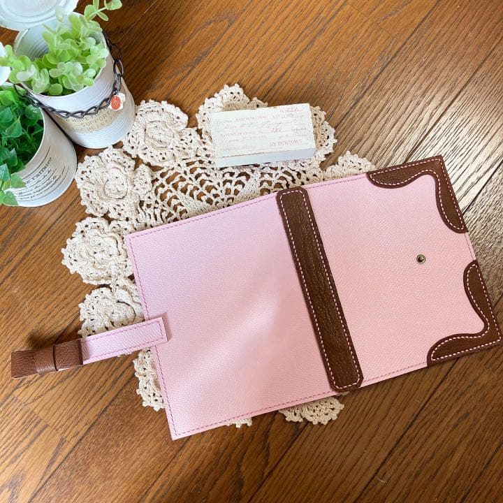 ご確認用　バイブル システム手帳 B6 牛革　ベビーピンク　チョコ　ブラウン