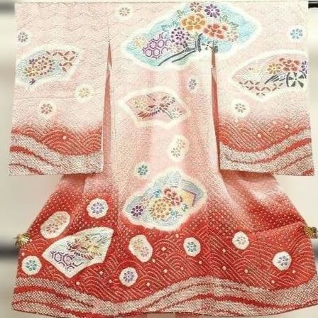 正絹綸子☆本絞り＋グラデーション☆高貴な雰囲気満載な産着～3歳七五三向け祝着