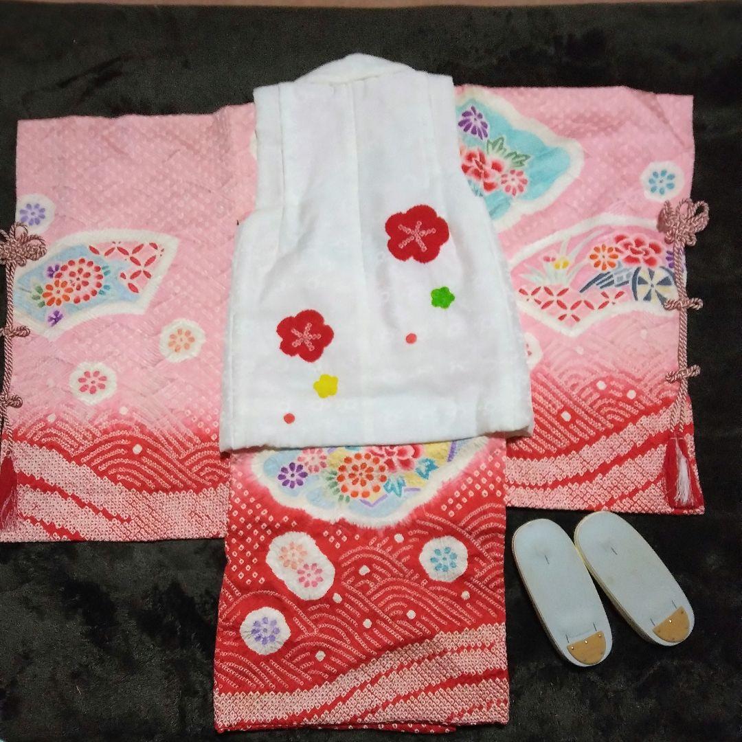 正絹綸子☆本絞り＋グラデーション☆高貴な雰囲気満載な産着～3歳七五三向け祝着