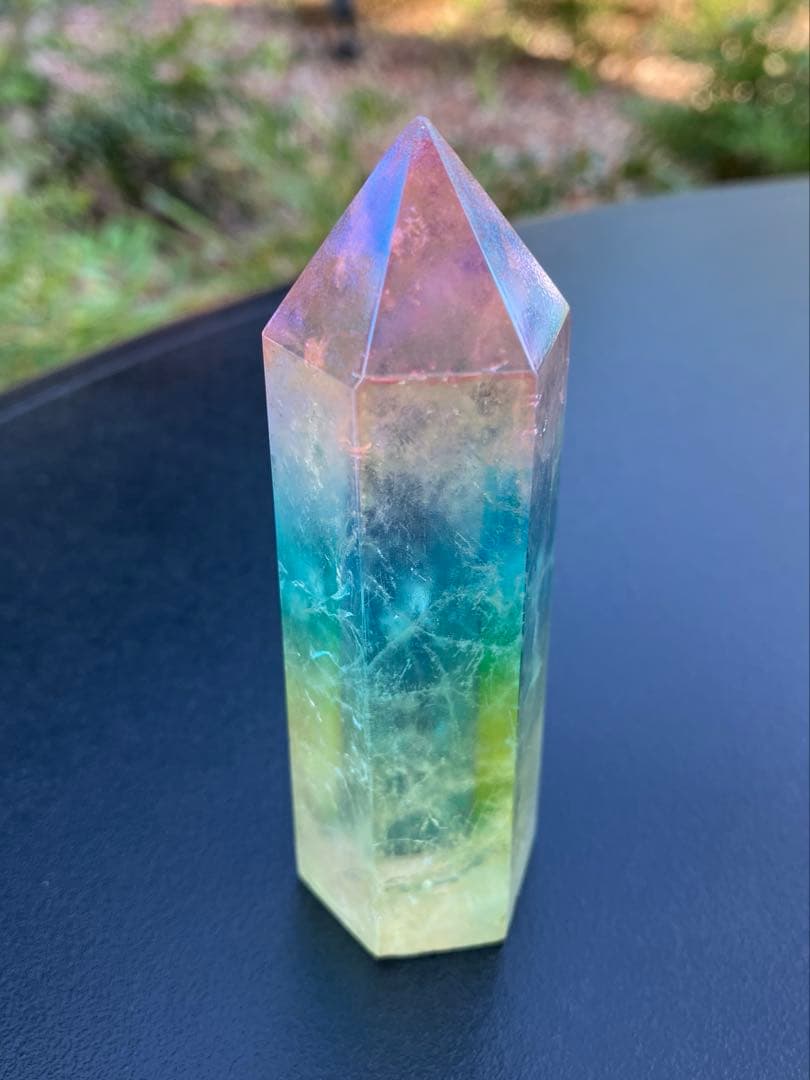 レインボー　オーラクォーツ　水晶 ポリッシュ　ポイント　Ａ