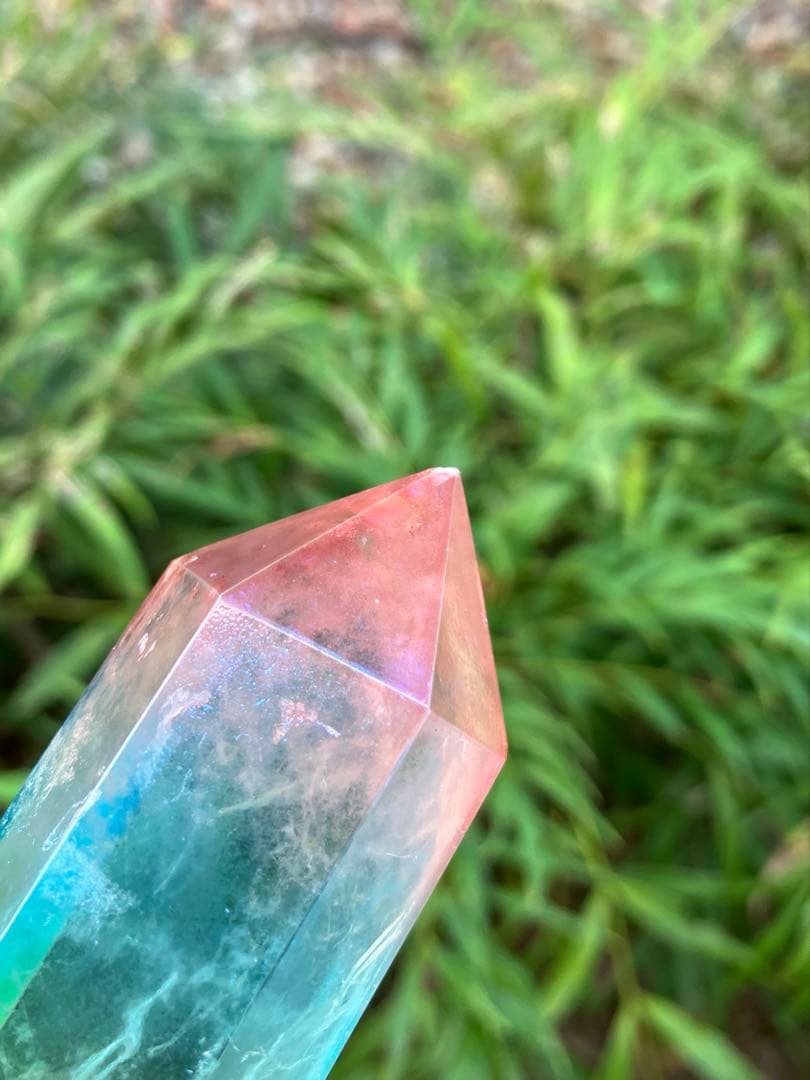 レインボー　オーラクォーツ　水晶 ポリッシュ　ポイント　Ａ