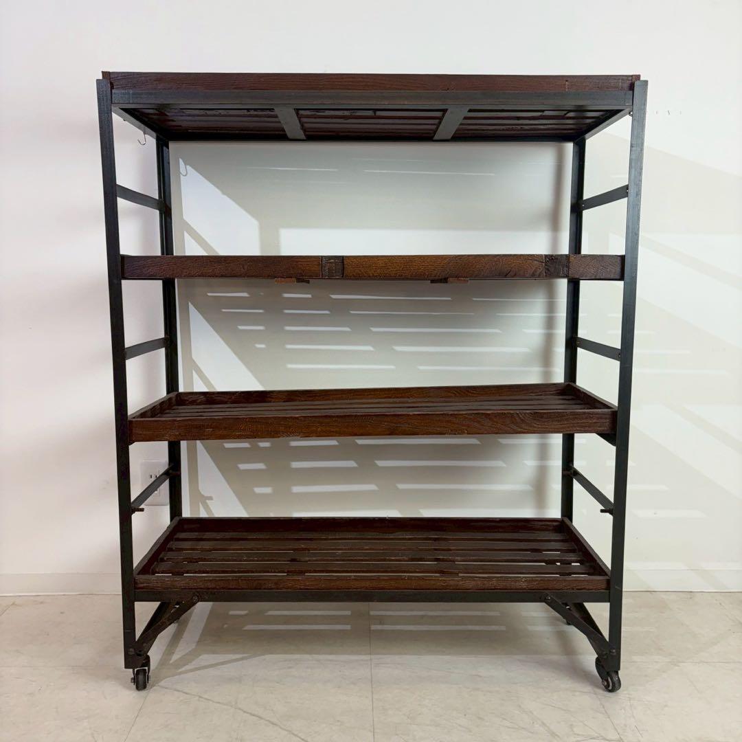 クラッシュゲート　キャスターワゴン　シェルフ　古材