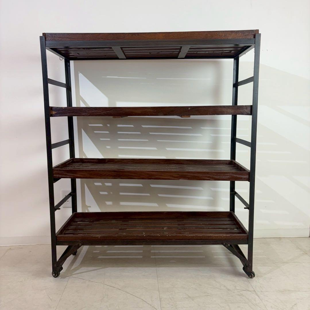 クラッシュゲート　キャスターワゴン　シェルフ　古材