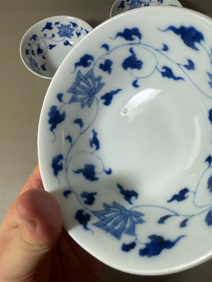 2891 深川製磁　染付唐草蓮花紋　小鉢　6客　時代物