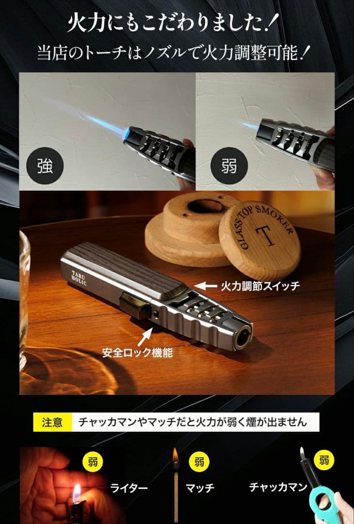 TARU HORIC グラストップスモーカー チップ４種 トーチ付き