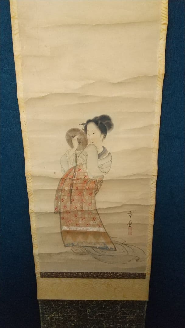 歌川国政、雪中芸妓歩行図、超希少・大判画集画、新品高級額装付