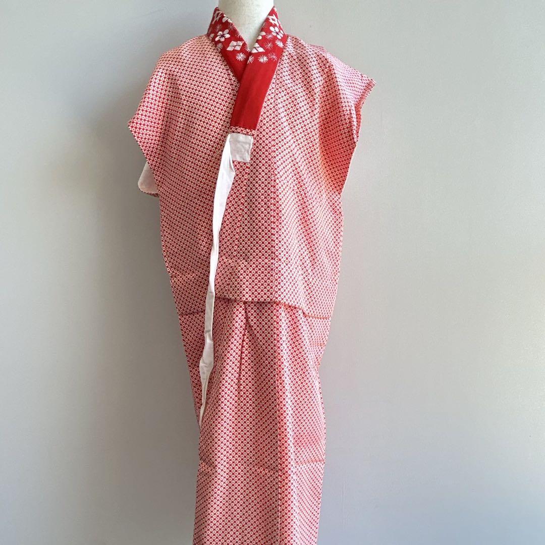 セット　七五三７歳女の子　着物＆帯＆袖なし長襦袢＆小物　黒×赤　蝶　金プリント