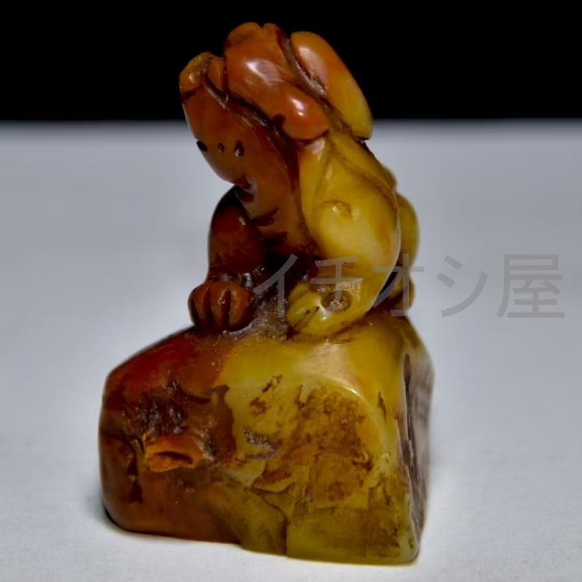 中国古美術 仲孫銘 寿山田黄石彫 随形印鑑 共箱 篆刻 古玩 骨董品 時代物