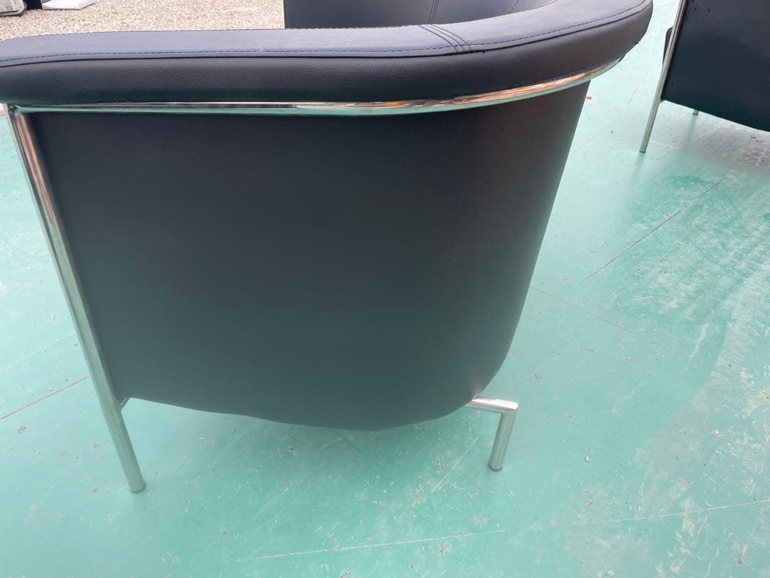 美品　2人掛け￼ソファー￼合皮クラブチェア◎モダンデザイン　店舗サロン書斎3\3