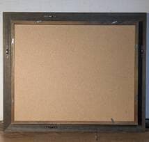 真作】絵画 原よしえ 日本画6号 蒼に咲くバラ 深藍に映える橙の花々