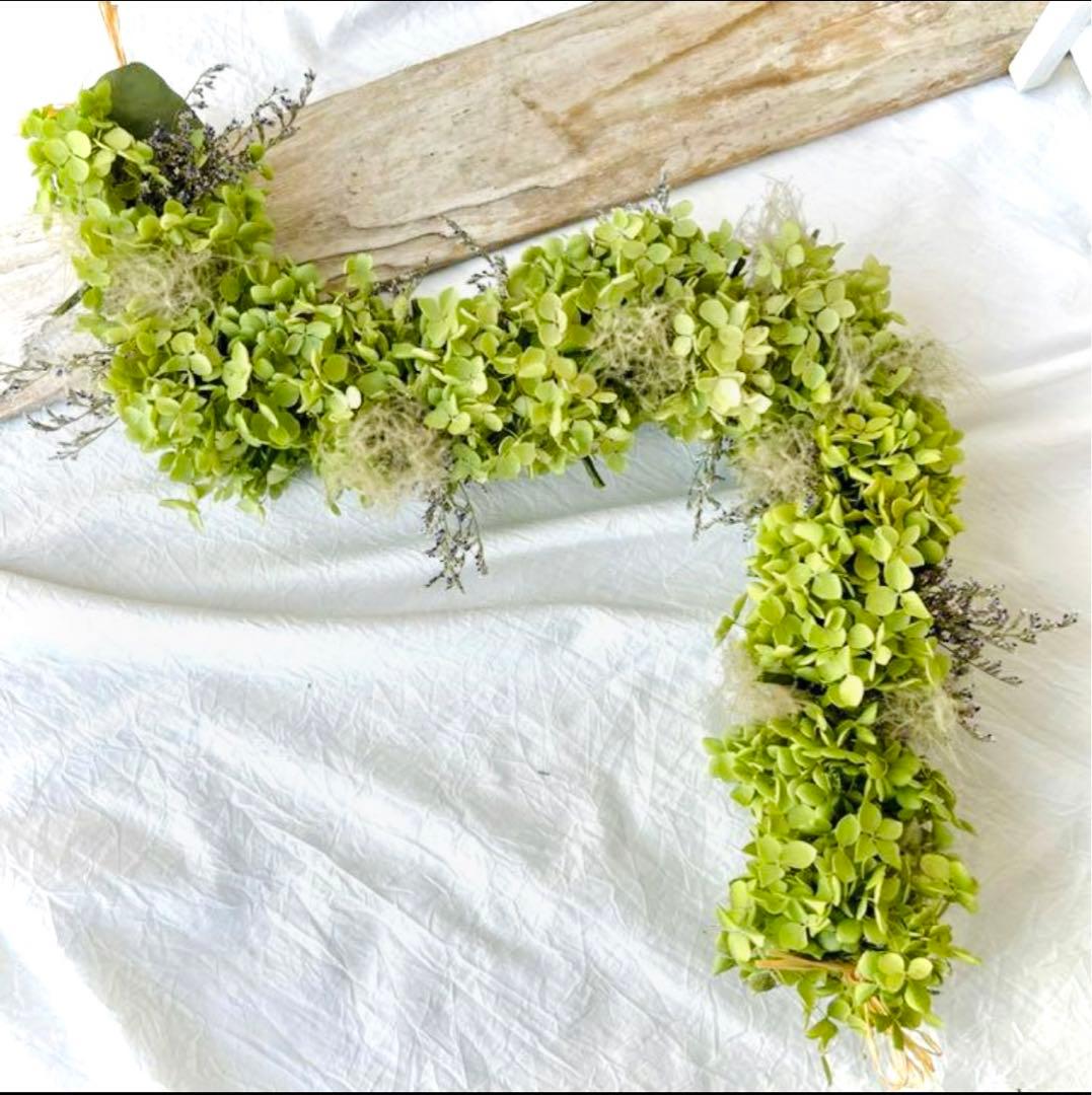 アナベル紫陽花 ガーランド スワッグ 縦長スワッグ 縦長ガーランド