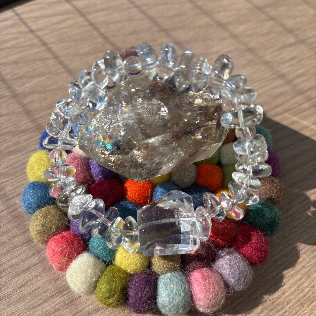 水晶カット&サザレ　ブレスレット