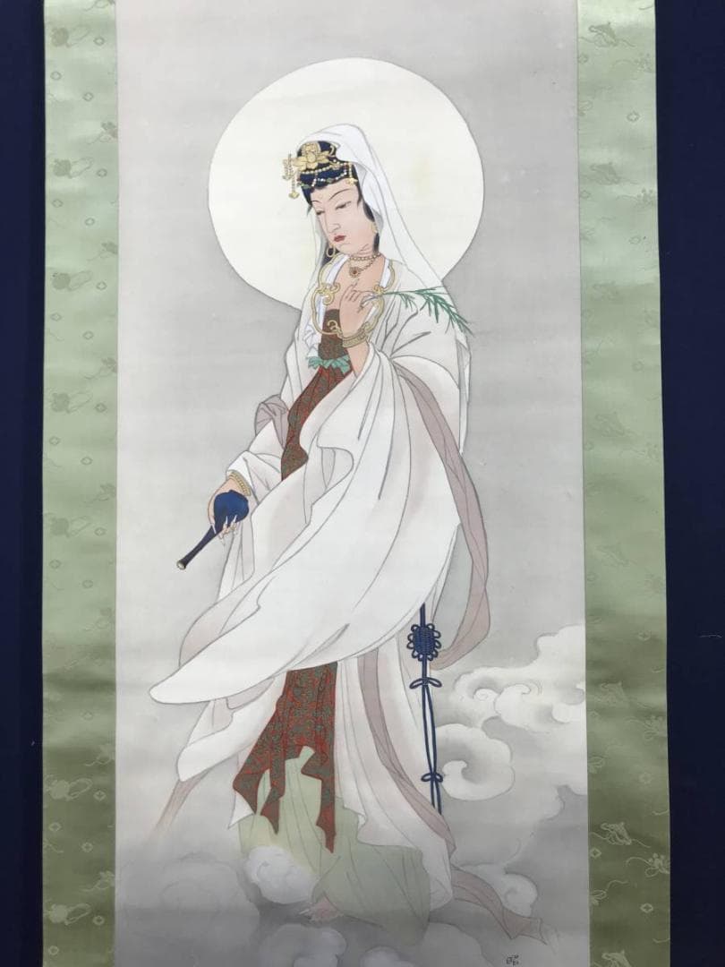 真作】来象/観音図/雲上観音図/掛軸/名家伝来/AC-643