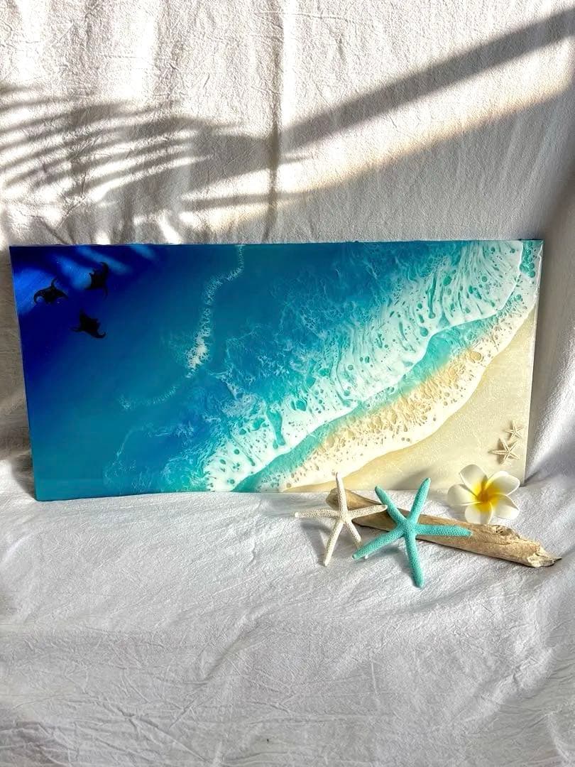 幸運のマンタが泳ぐオーシャンアートワイドパネル - メルカリ