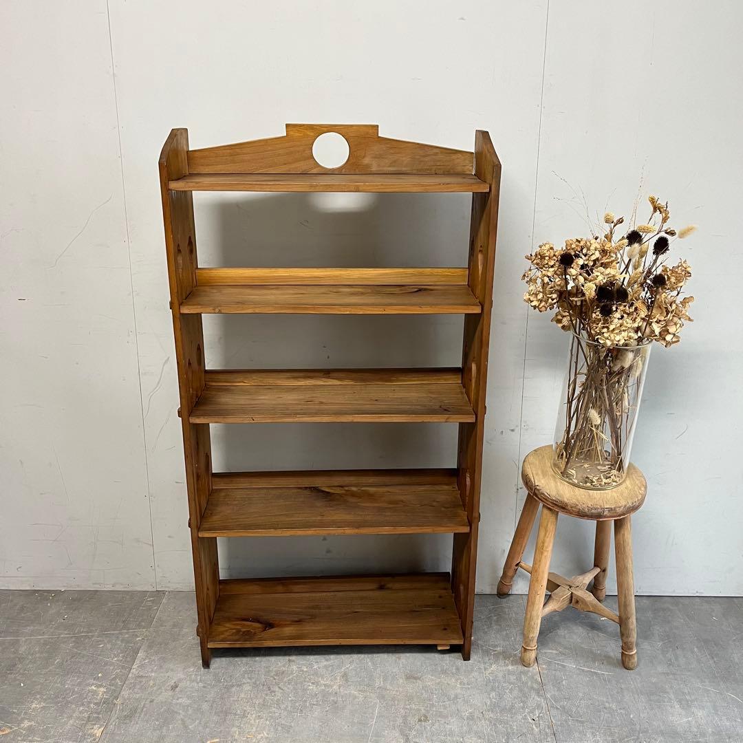 アンティーク 飾り棚 オープンラック 無垢材 昭和レトロ z508