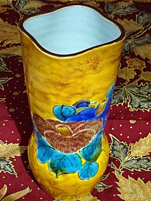 九谷焼】日展作家 松浦慎弥作 釉彩 山茶花 花瓶 - メルカリ